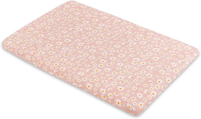 babyletto Muslin Baby Bassinet Sheets for Girls & Boys - GOTS Certified Breathable Organic Cotton Cover - 360° Fitted, Soft, Gentle, and Cozy Rectangle Bedside Bassinet Sheets - Daisy - Image 2